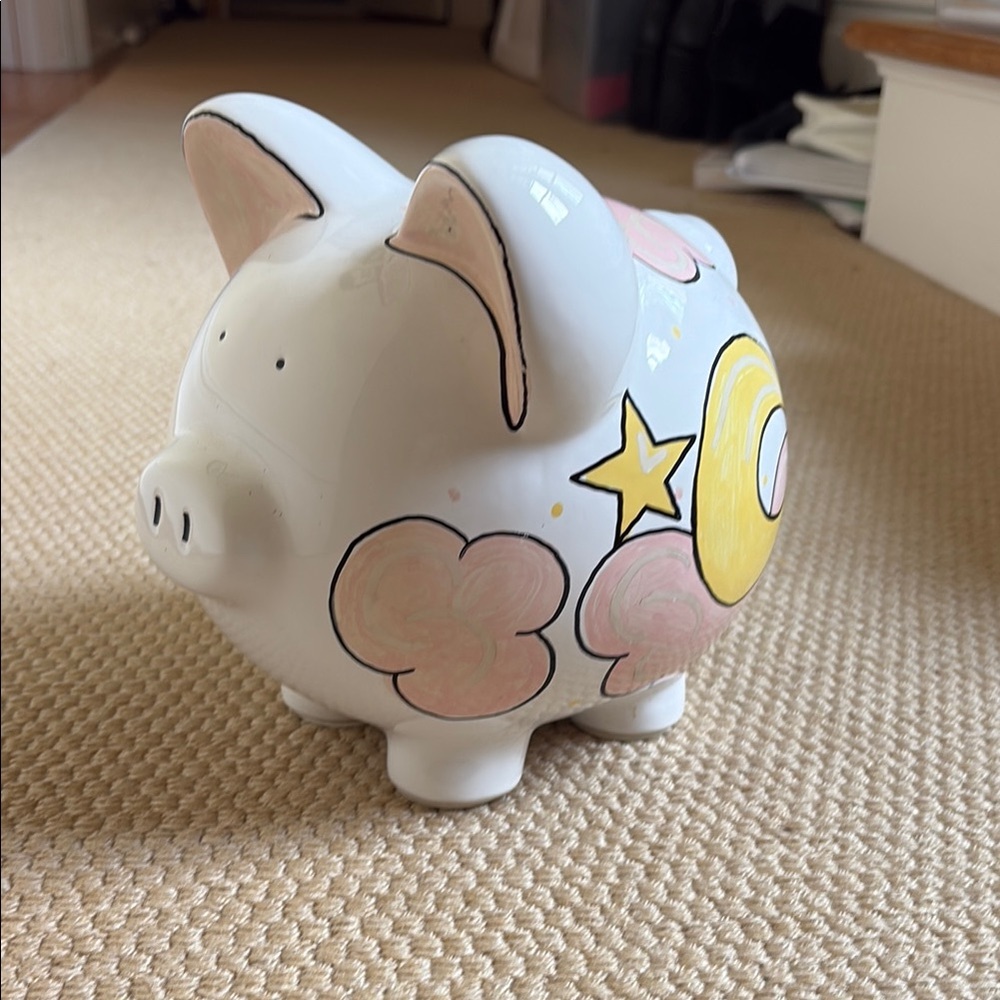 Decorative Piggy Bank with Pastel Accents